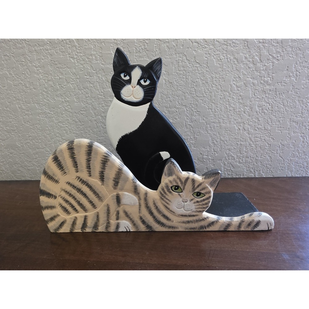 Cats Folk Art Wooden Mail Holder Hand Painted